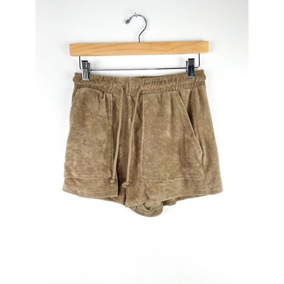 Zara Terry Cloth Teddy Shorts in Tan / Brown Size S - Picture 1 of 7